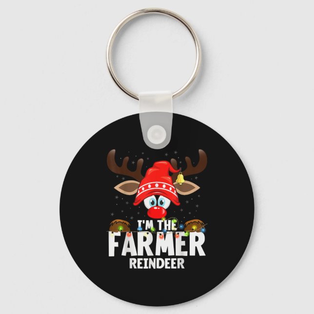 Chaveiro Christmas Matching I'm The Farmer Reindeer  (Frente)