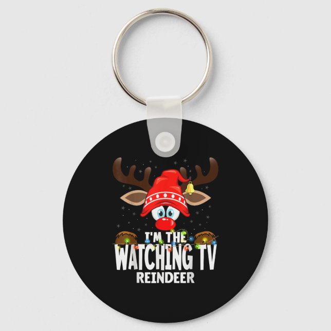 Chaveiro Christmas Matching I'm The Watching Tv Reindeer  (Frente)