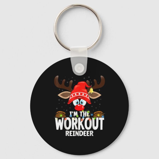 Chaveiro Christmas Matching I'm The Workout Reindeer  (Frente)