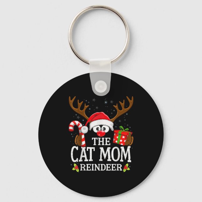 Chaveiro Christmas Matching The Cat Mom Reindeer Family  (Frente)