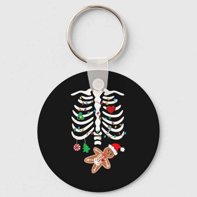 Chaveiro Christmas Maternity Pregnancy Gingerbread Skeleton (Frente)