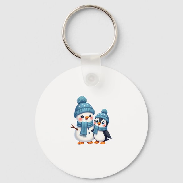 Chaveiro Christmas Merry Christmas For Gift Penguin Snowman (Frente)