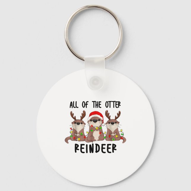 Chaveiro Christmas Otters Cute All Of The Otter Reindeer  (Frente)