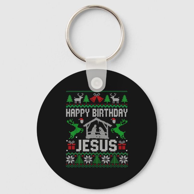 Chaveiro Christmas Outfit Happy Birthday Jesus Holiday Ugly (Frente)