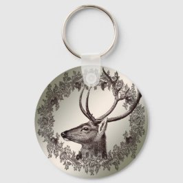 Chaveiro Christmas Party Floral Reindeer Golden Winter