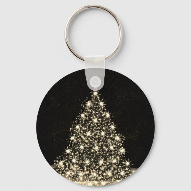 Chaveiro Christmas Party Golden Shiny Tree Winter Black (Frente)