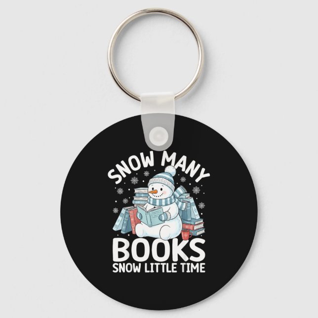 Chaveiro Christmas Reading Snowman So Many Books Men Women  (Frente)