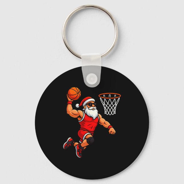 Chaveiro Christmas Santa Basketball Player Dunking Basketba (Frente)