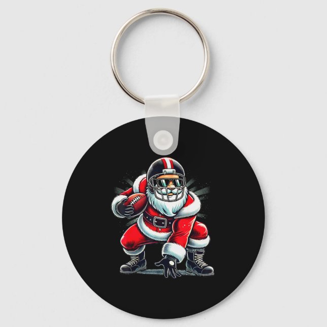 Chaveiro Christmas Santa Claus Football Lineman Quarterback (Frente)