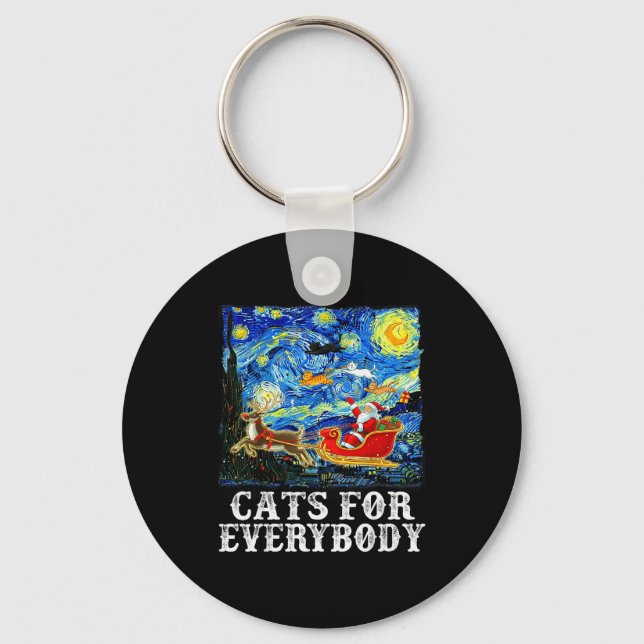 Chaveiro Christmas Santa Sleigh Cats For Everybody Starry N (Frente)