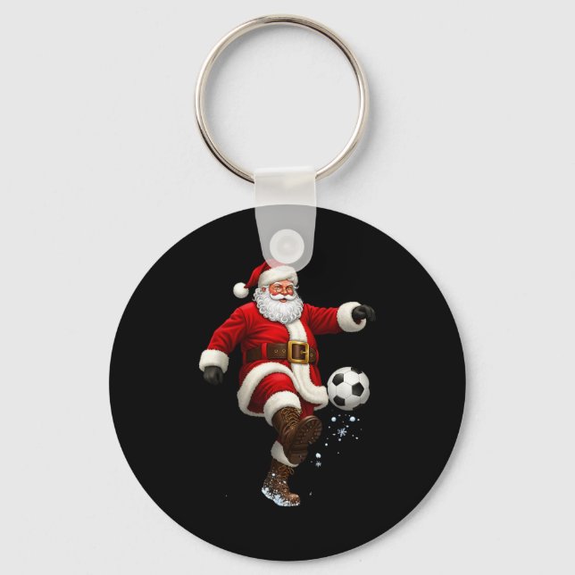 Chaveiro Christmas Santa Soccer Player Football Festive Mer (Frente)