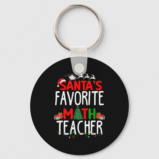 Chaveiro Christmas Santa's Favorite Math Teacher Mathematic (Frente)