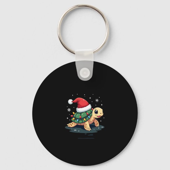 Chaveiro Christmas Sea Turtle Santa Xmas Men Women Boys Gir (Frente)