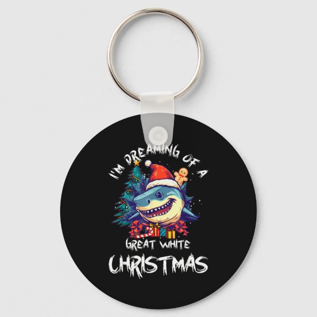 Chaveiro Christmas Shark Santa Hat Xmas Santa Jaws Funny Sh (Frente)