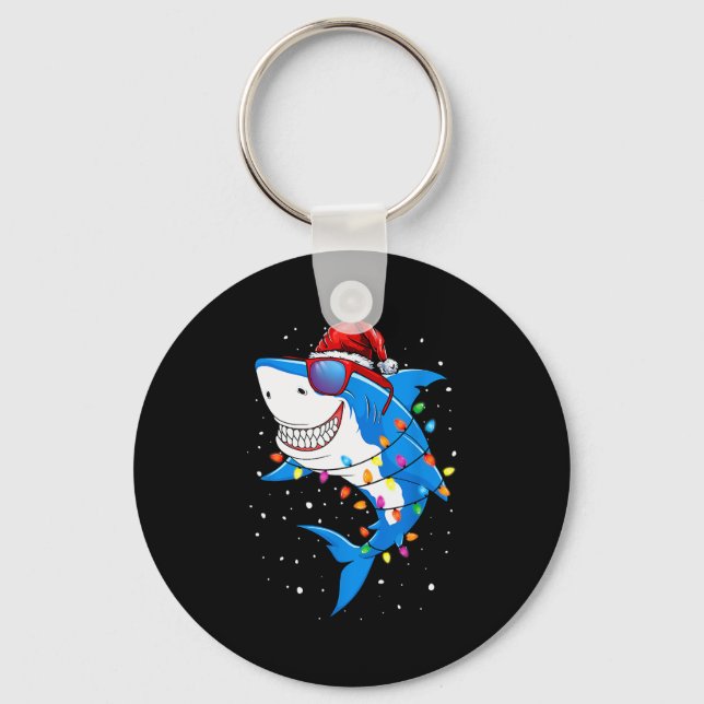 Chaveiro Christmas Shark Shirt Xmas Funny Santa Shark  (Frente)