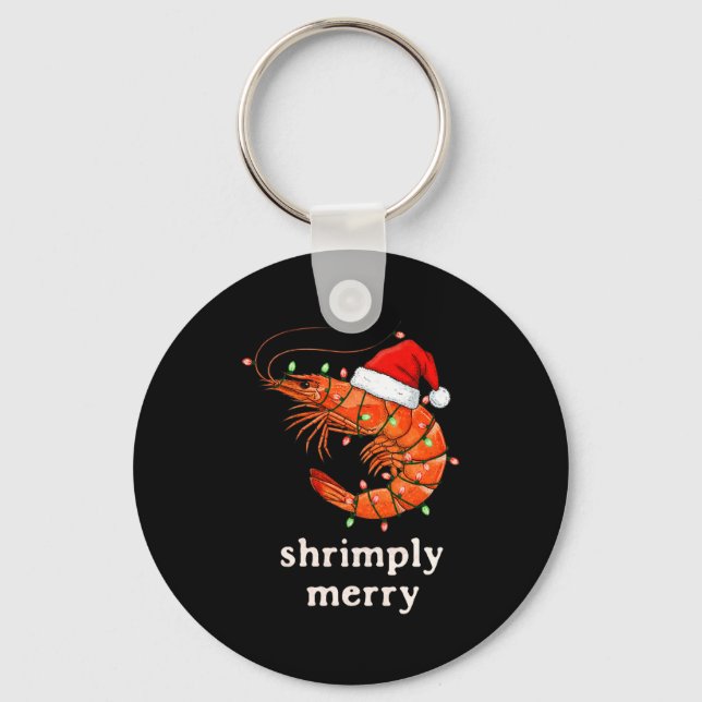 Chaveiro Christmas Shrimp Holiday Shrimply Merry Funny Fest (Frente)
