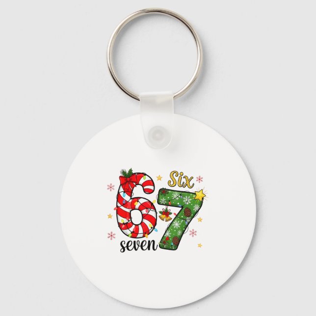 Chaveiro Christmas Six Seven Funny Trendy 6 7 Viral Meme  (Frente)