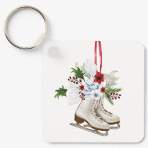 Christmas skating shoes with flowers and leaves
