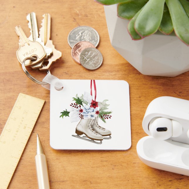 Chaveiro Christmas skating shoes with flowers and leaves (Mesa)