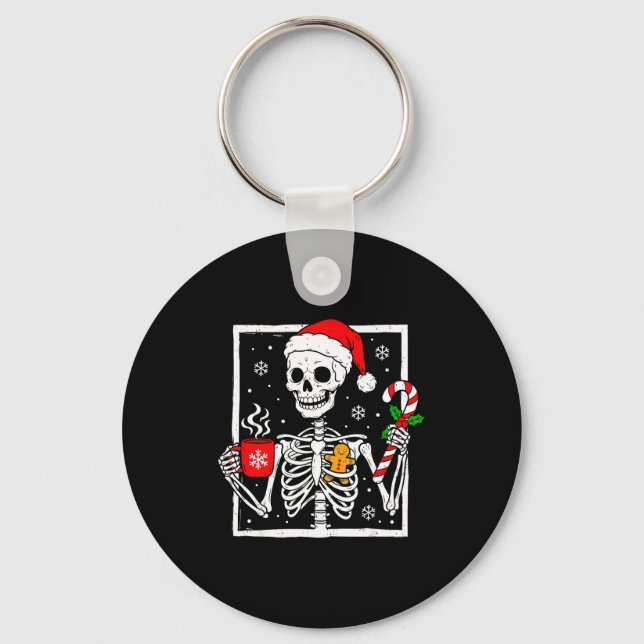 Chaveiro Christmas Skeleton Hat Santa Coffee Candy Cane Xma (Frente)