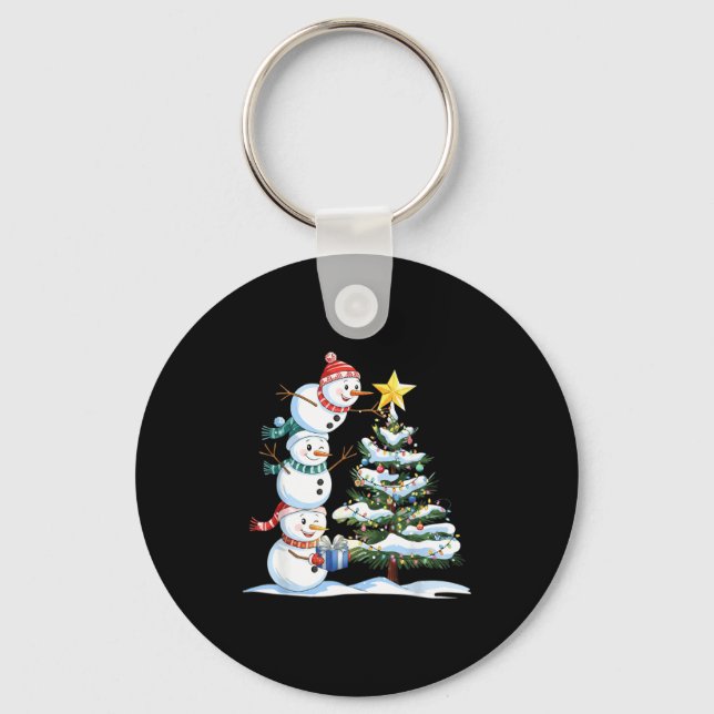 Chaveiro Christmas Snowman Christmas Tree Funny Snowman Lov (Frente)