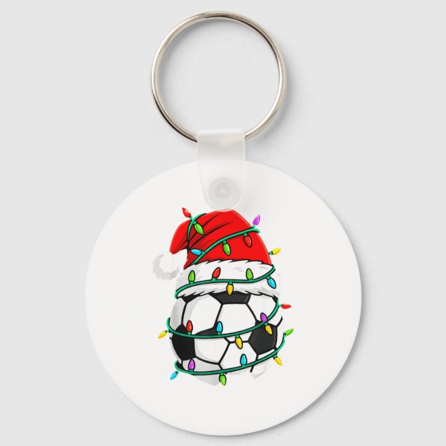 Chaveiro Christmas Soccer Santa Hat Lights Santa Srts Xmas  (Frente)