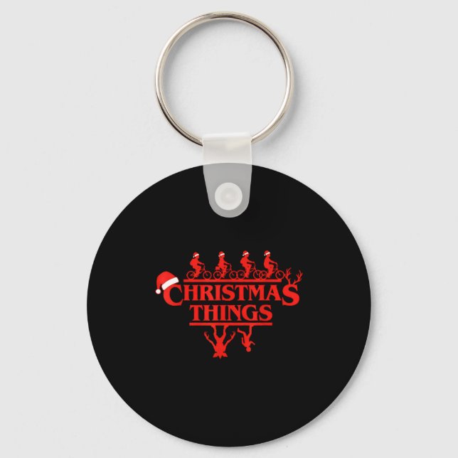 Chaveiro Christmas Things Red Lettering Bike Squad Holiday  (Frente)