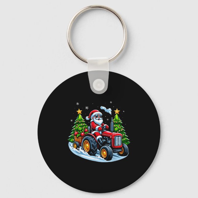 Chaveiro Christmas Tractor Santa Xmas Farm Truck Men Boys K (Frente)