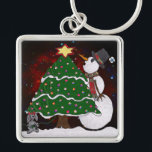 Chaveiro Christmas Tree Snowman Surprise Art Print<br><div class="desc">You are viewing The Lee Hiller Design Collection. Apparel,  Gifts & Collectibles Lee Hiller Photography or Digital Art Collection. You can view her Nature photography at http://HikeOurPlanet.com/ and follow her hiking blog within Hot Springs National Park.</div>