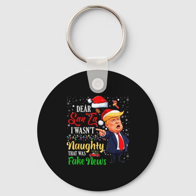 Chaveiro Christmas Trump Dear Santa Fake News Funny Xmas Me (Frente)