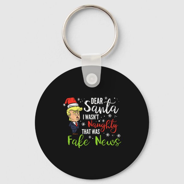 Chaveiro Christmas Trump Dear Santa Fake News Funny Xmas Me (Frente)