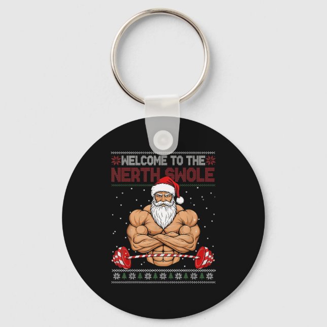 Chaveiro Christmas Workout Welcome To North Swole Xmas Gym  (Frente)