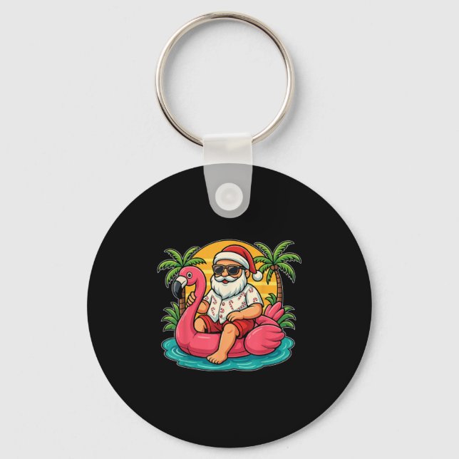 Chaveiro Chritmas Em Julho Papais noeis Flamingo Float Men  (Frente)