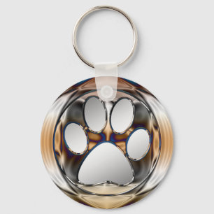 CHAVEIRO CHROME AND SILVER PAW PRINT