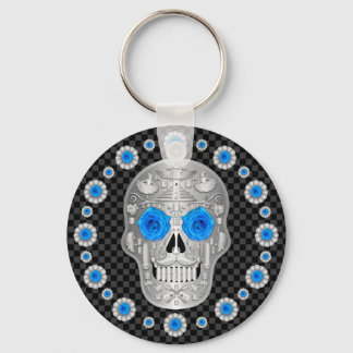 Chaveiro Chrome Calavera (Rosa Azul)