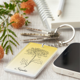 Chaveiro Chrysanthemum da Flor de Nascimento Personalizado