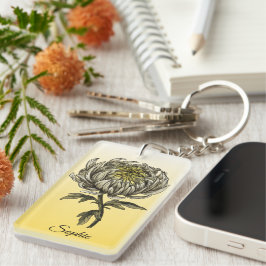 Chaveiro Chrysanthemum da Flor de Nascimento Personalizado