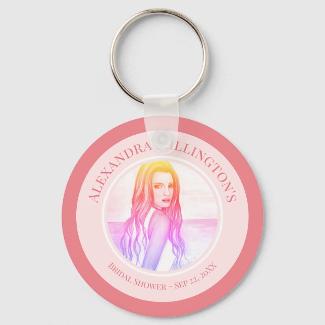 Chaveiro Chuva de Presentes de Noiva Menina de Cabelo Loiro (Frente)