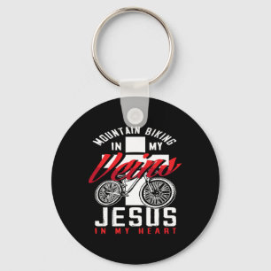 Chaveiro Ciclismo de Montanha em Minhas Veias Jesus no Meu