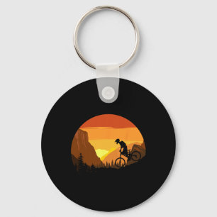 Chaveiro Ciclismo de Montanha Trilha Pôr do Sol Retro Caval