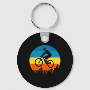 Chaveiro Ciclista de Montanha Pôr do Sol Retro - Mtb Bicicl