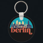 Chaveiro Cidade de Berlim Alemanha Skyline Vintage Cityscap<br><div class="desc">Design com lindas linhas do horizonte, atração turística e arte de paisagem urbana, arranha-céu Legal e ilustração da silhueta de construção para turistas e viajantes. Perfeito como lembrança para trazer de volta para casa quando viaja pelo mundo. Guarde a memória do seu viagem e as suas férias com a família...</div>