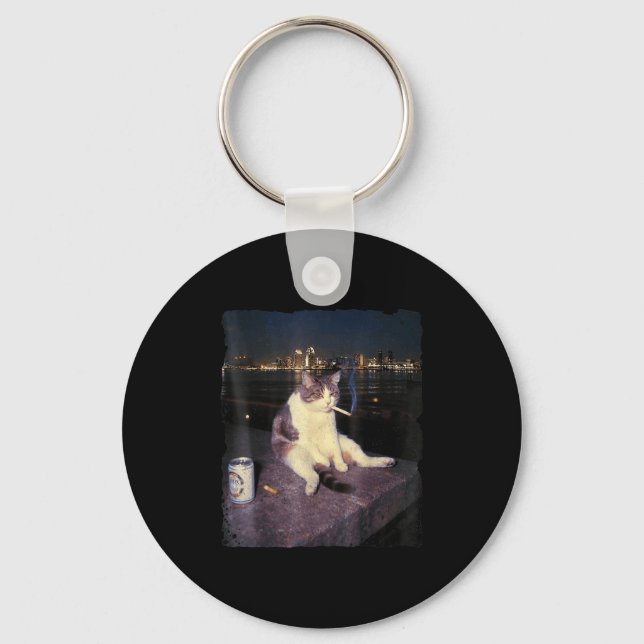 Chaveiro Cigarro Gatinho Engraçado Fumar Gato Memória Céreb (Frente)