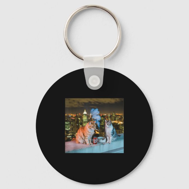 Chaveiro Cigarro Gatinho Engraçado Fumar Gato Memória Céreb (Frente)