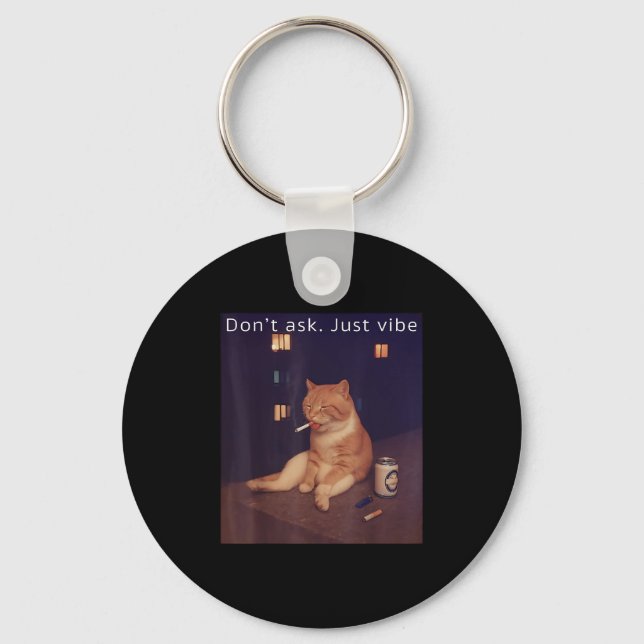 Chaveiro Cigarro Gatinho Engraçado Fumar Gato Memória Céreb (Frente)