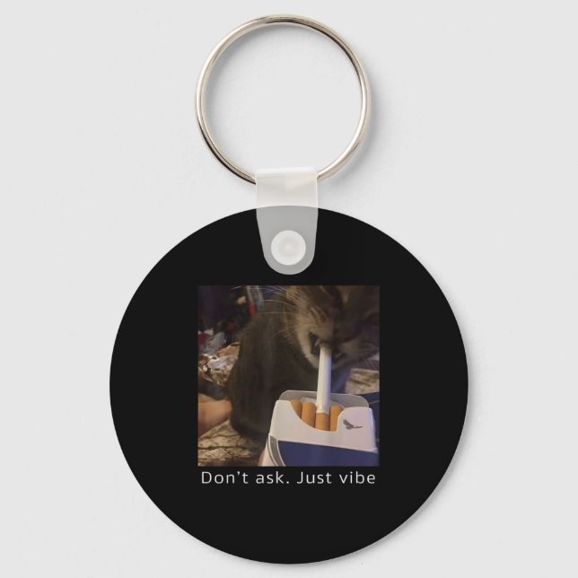 Chaveiro Cigarro Gatinho Engraçado Fumar Gato Memória Céreb (Frente)