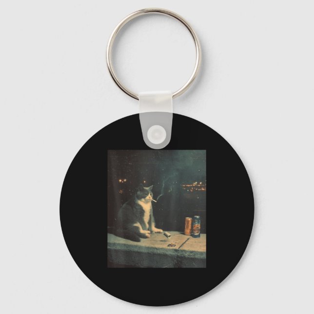 Chaveiro Cigarro Gatinho Engraçado Fumar Gato Memória Céreb (Frente)