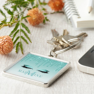 Chaveiro Cílios Glitter Azul Moderno Fashion