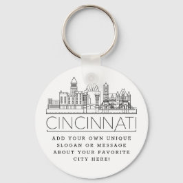 Chaveiro Cincinnati, Ohio Estilizou Skyline | Slogan Person