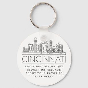 Chaveiro Cincinnati, Ohio Estilizou Skyline   Slogan Person